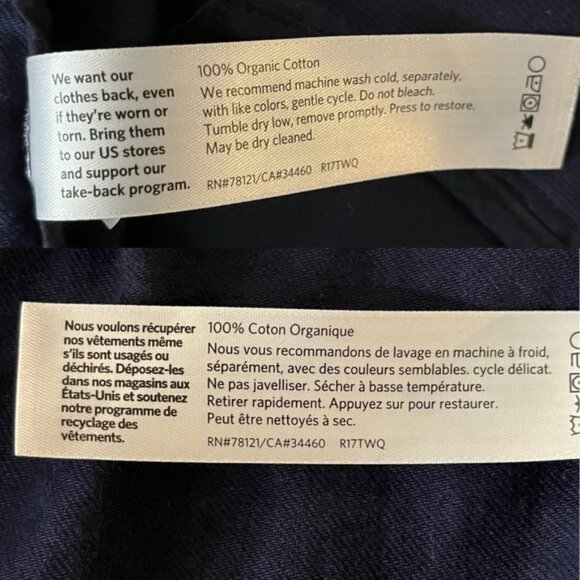 Eileen Fisher Organic Cotton Open Front Blue Jacket Women Size Medium - Picture 6 of 6